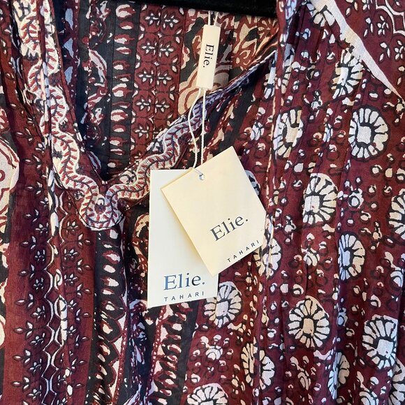 Ellie Tahari Floral Print Cotton Puff Sleeve Blouse, XL - NWT - Picture 4 of 7